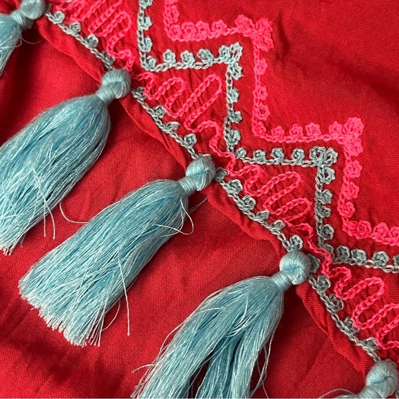 Tiare Hawaii O/S Tassels Beach Cover Up Vacation Mini Dress Boho Aztec Tribal - Picture 10 of 11